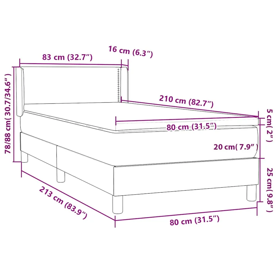 Sommier à lattes de lit et matelas gris clair 80x210 cm velours - 12