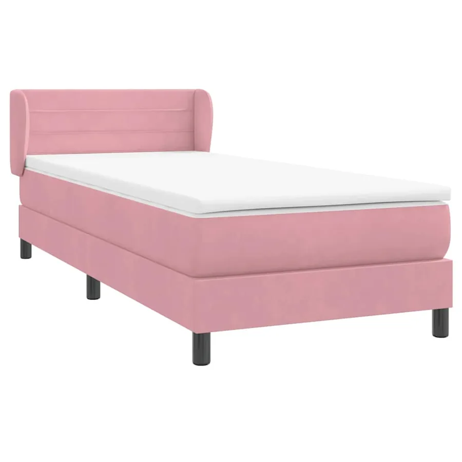 Sommier à lattes de lit avec matelas rose 90x210 cm velours - 4