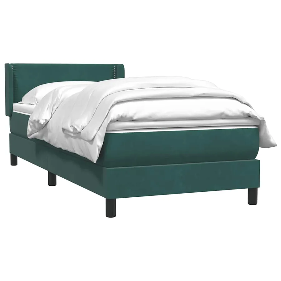 Sommier à lattes de lit et matelas vert foncé 80x220 cm velours - 3