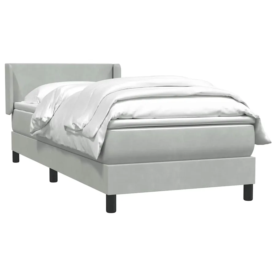 Sommier à lattes de lit et matelas gris clair 80x210 cm velours - 3