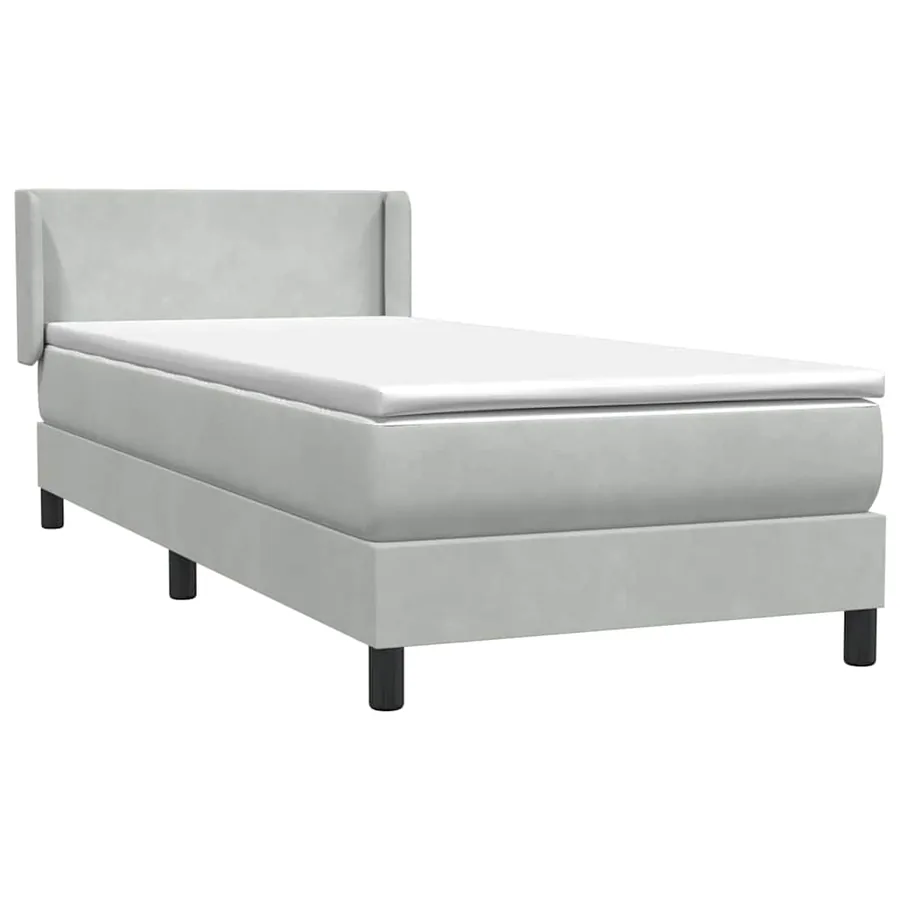 Sommier à lattes de lit et matelas gris clair 80x210 cm velours - 4