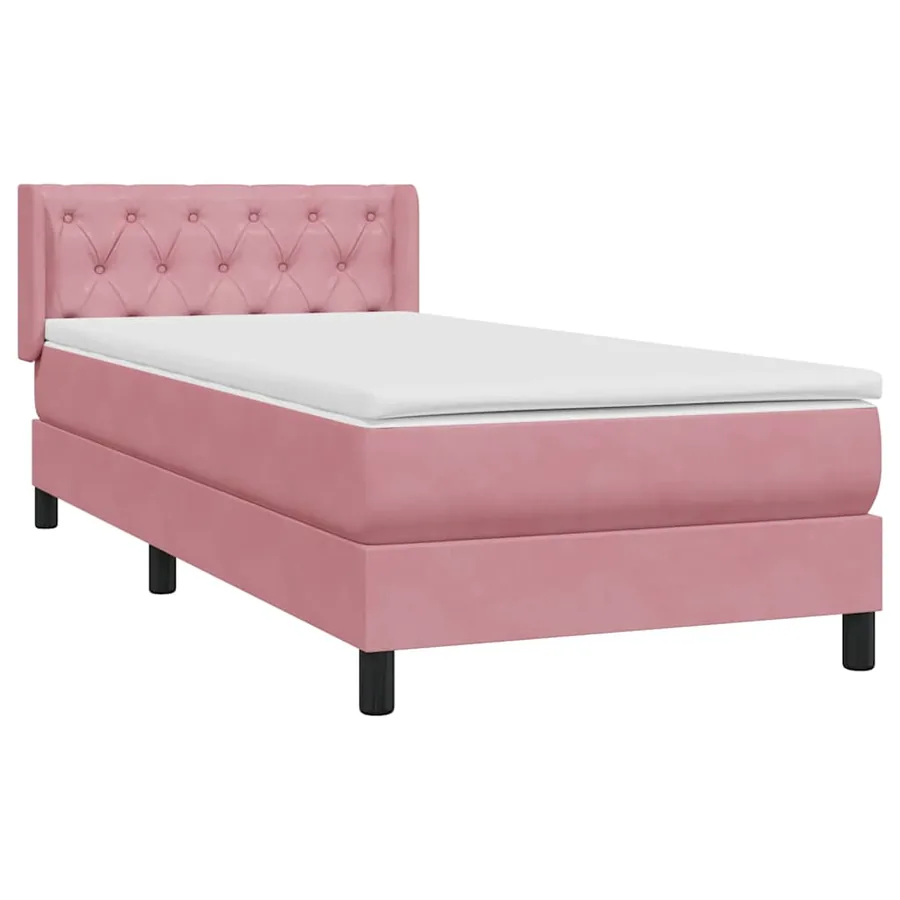 Sommier à lattes de lit avec matelas rose 80x210 cm velours - 4