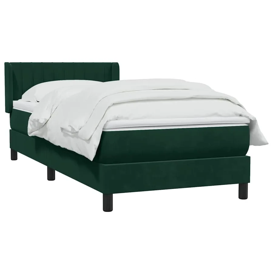 Sommier à lattes de lit et matelas vert foncé 80x220 cm velours - 3