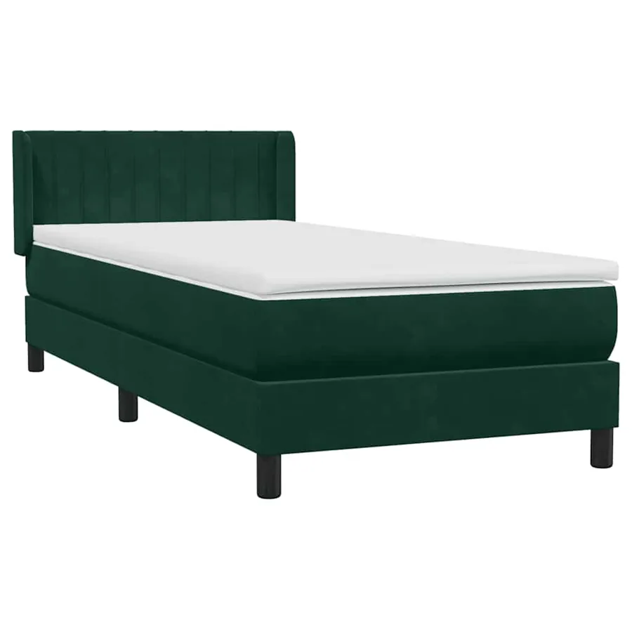 Sommier à lattes de lit et matelas vert foncé 80x220 cm velours - 4