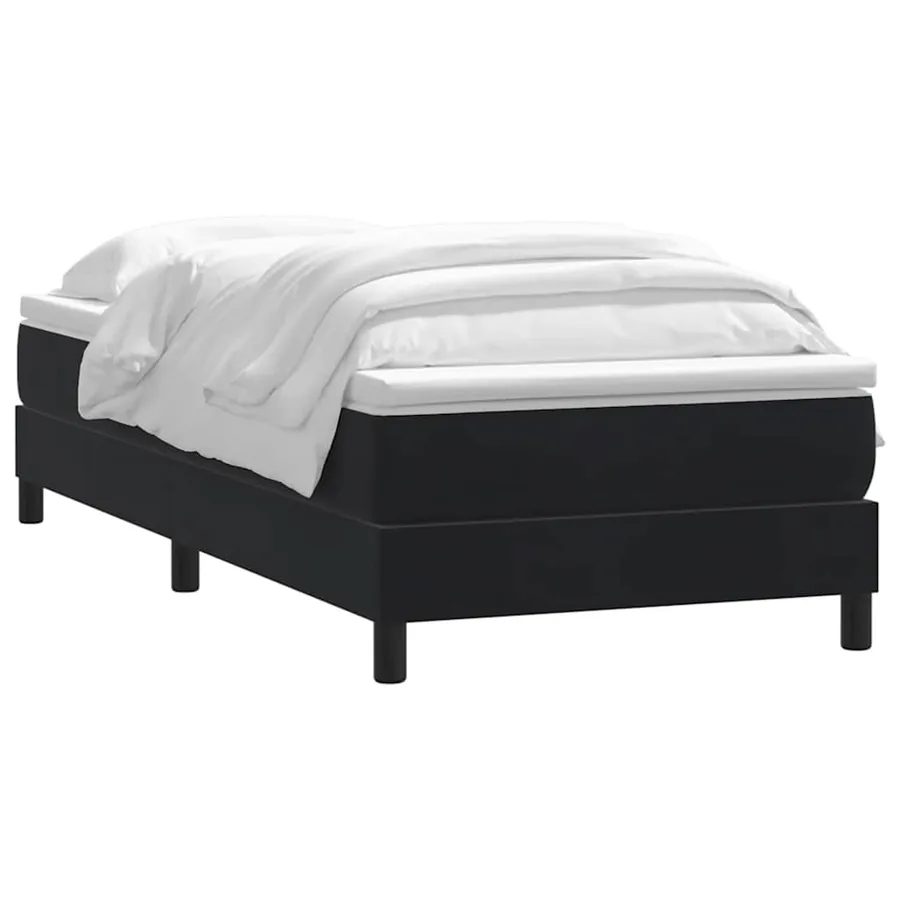 Sommier à lattes de lit avec matelas noir 80x210 cm velours - 3