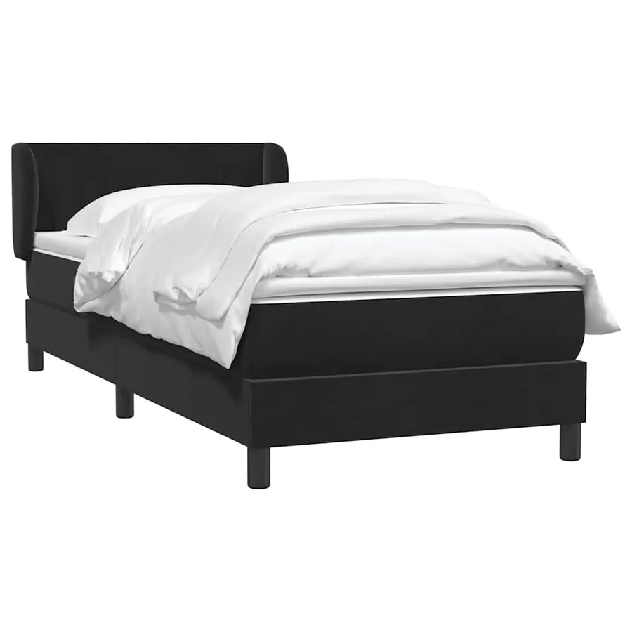 Sommier à lattes de lit avec matelas noir 80x210 cm velours - 3