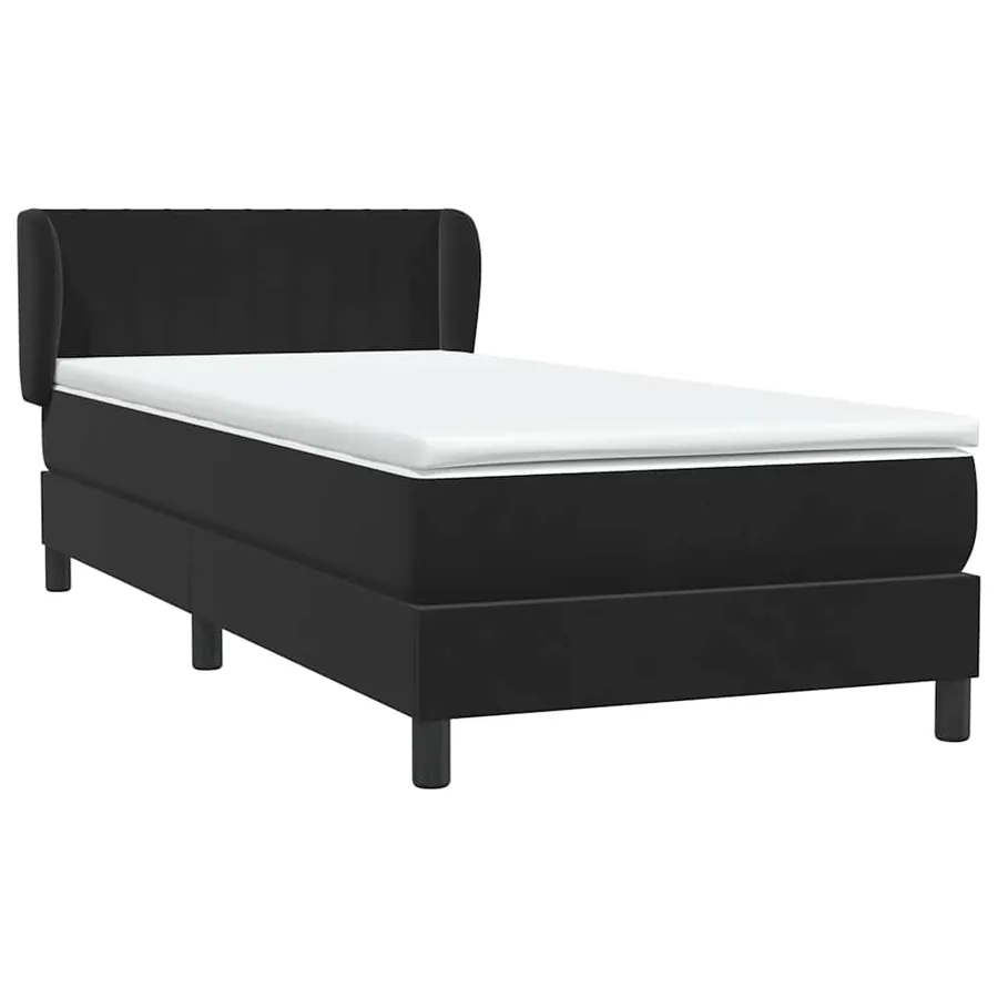 Sommier à lattes de lit avec matelas noir 80x210 cm velours - 4