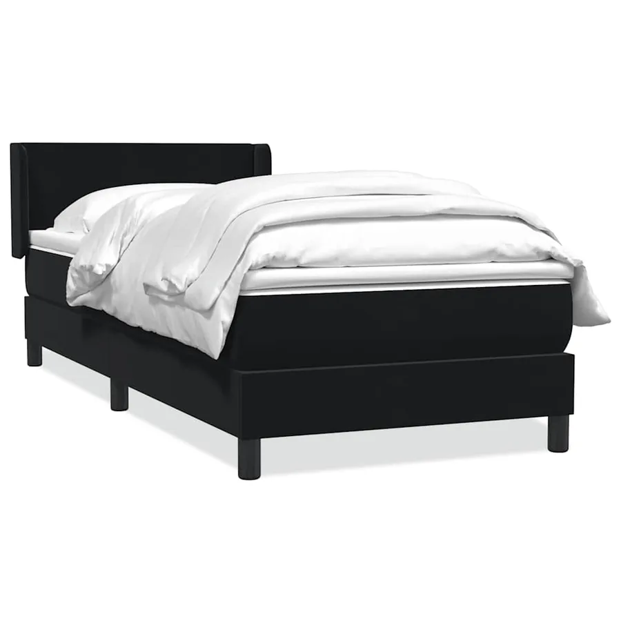 Sommier à lattes de lit avec matelas noir 80x210 cm velours - 2