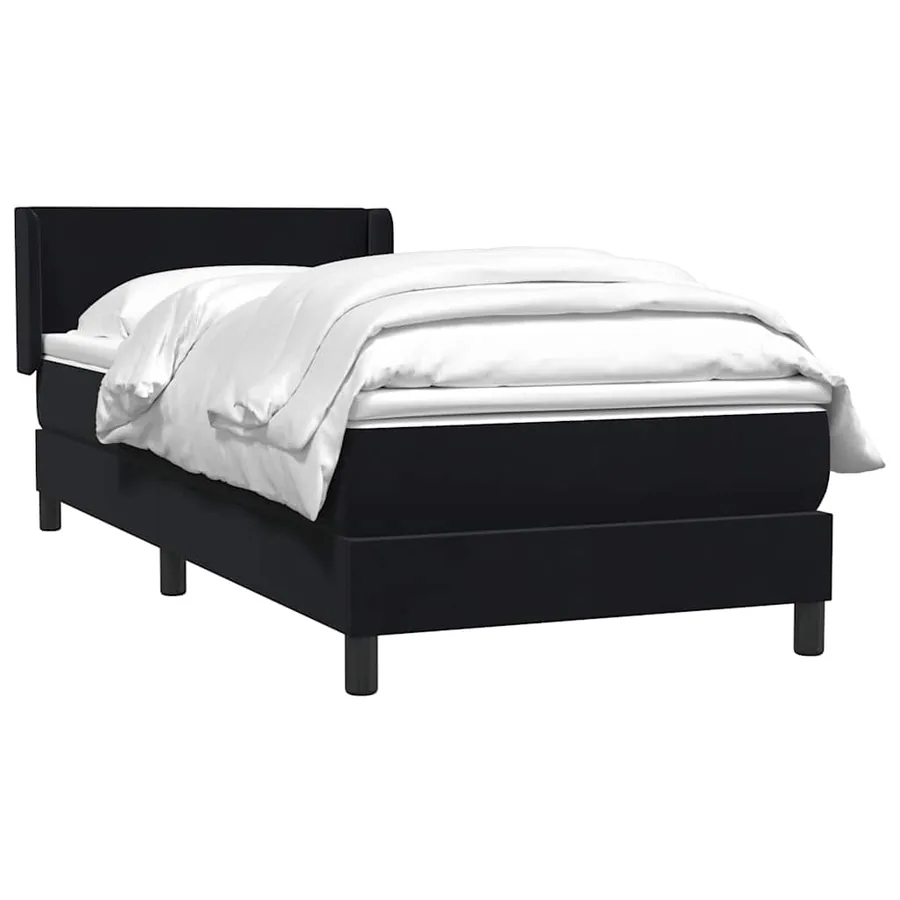 Sommier à lattes de lit avec matelas noir 80x210 cm velours - 3