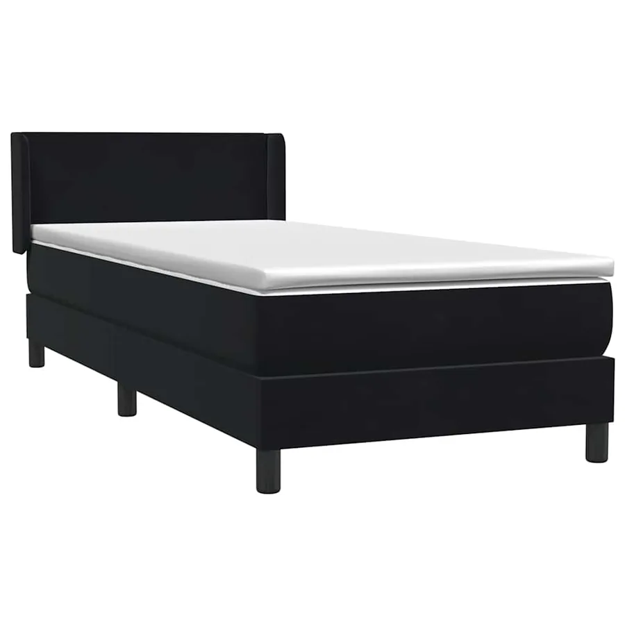 Sommier à lattes de lit avec matelas noir 80x210 cm velours - 4