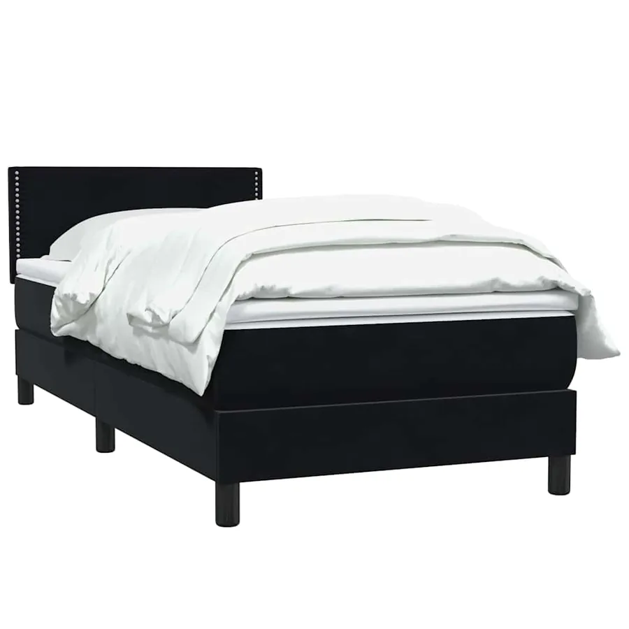 Sommier à lattes de lit avec matelas noir 80x210 cm velours - 3