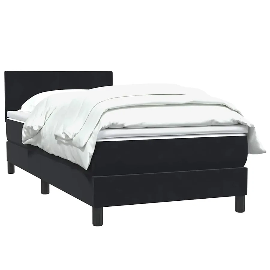 Sommier à lattes de lit avec matelas noir 80x210 cm velours - 3