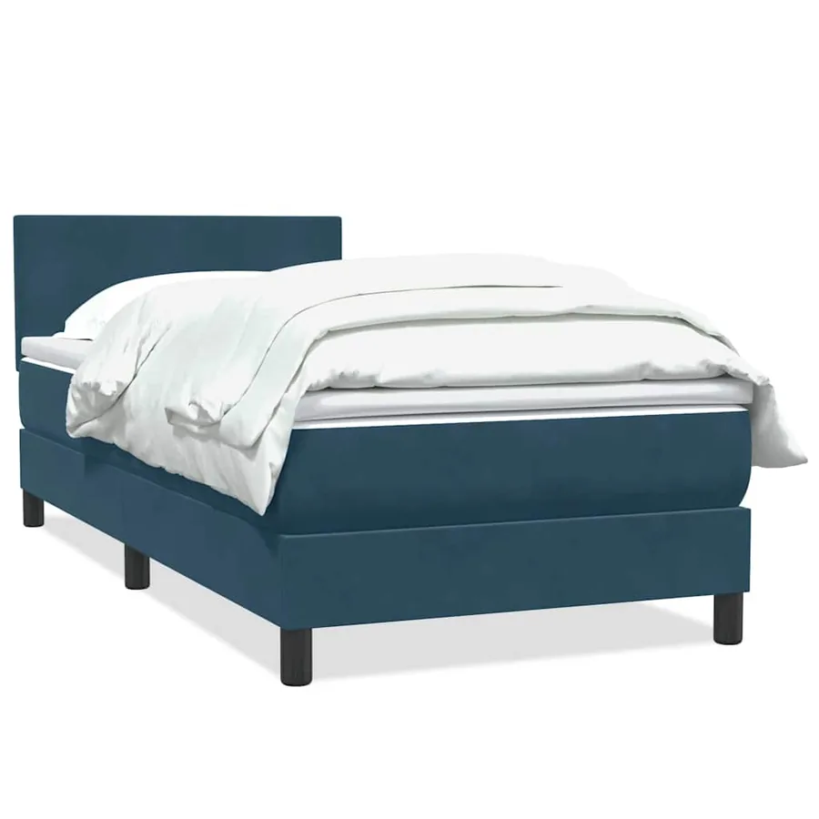 Sommier à lattes de lit et matelas bleu foncé 80x210 cm velours - 2