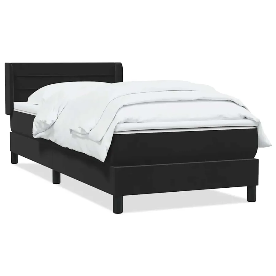 Sommier à lattes de lit avec matelas noir 80x210 cm velours - 2