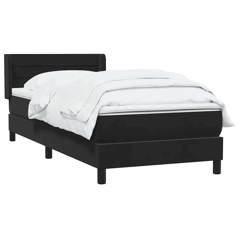 Sommier à lattes de lit avec matelas noir 80x210 cm velours - 3