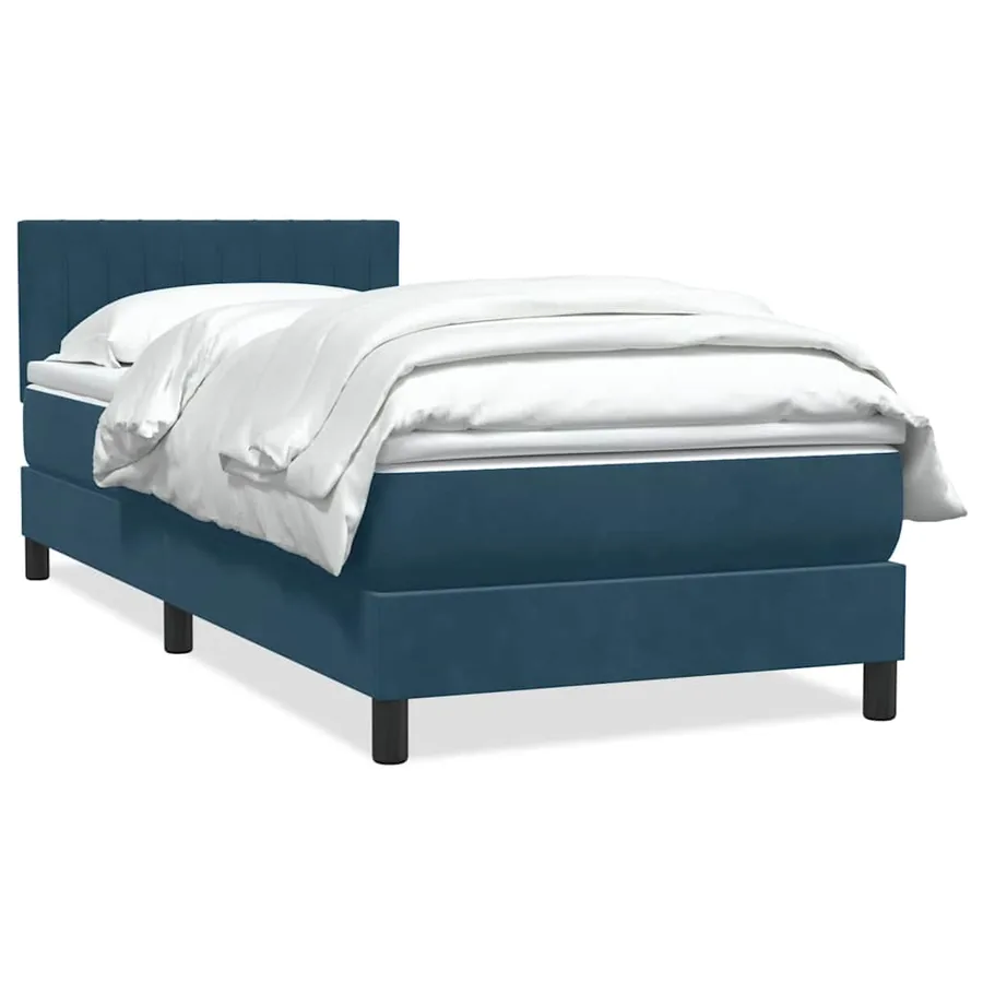 Sommier à lattes de lit et matelas bleu foncé 80x210 cm velours