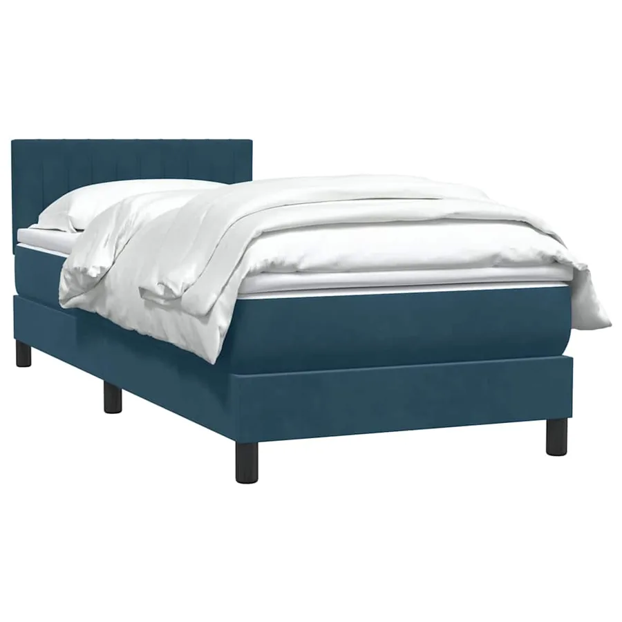 Sommier à lattes de lit et matelas bleu foncé 80x210 cm velours - 4