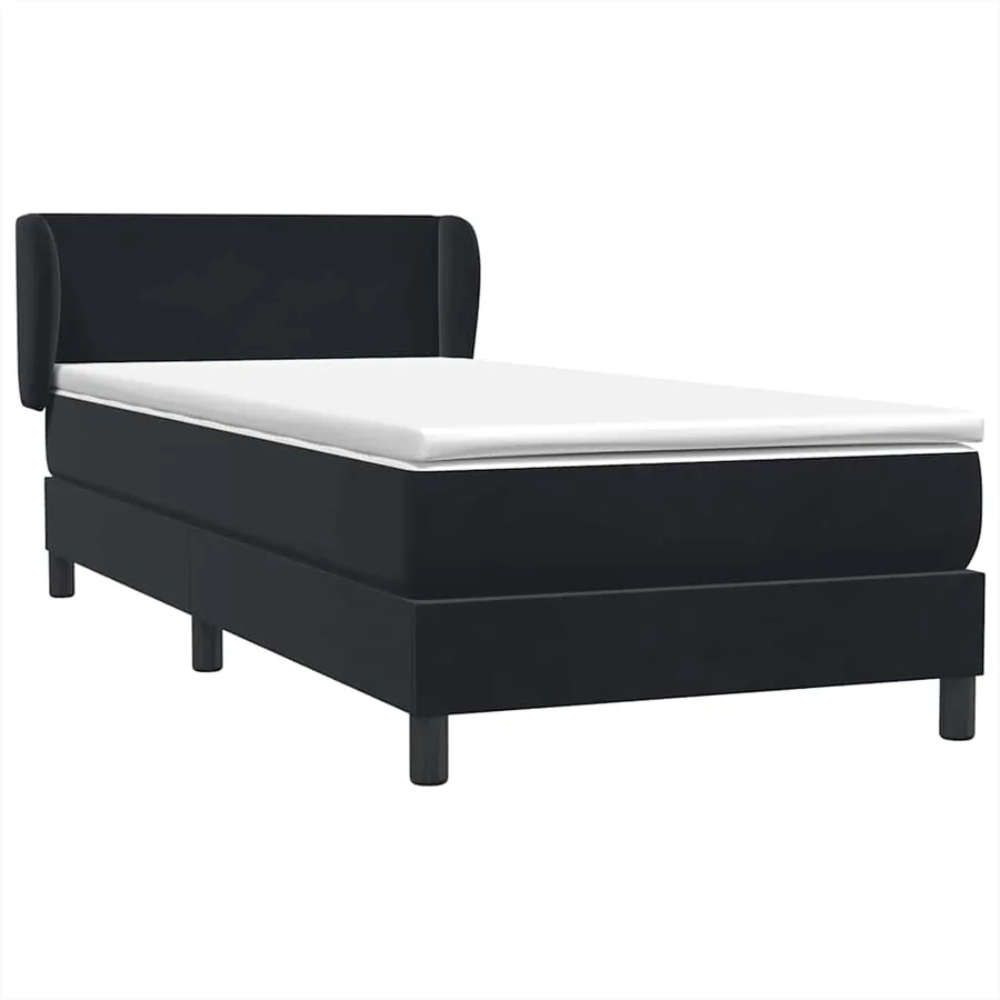 Sommier à lattes de lit avec matelas noir 80x210 cm velours - 2