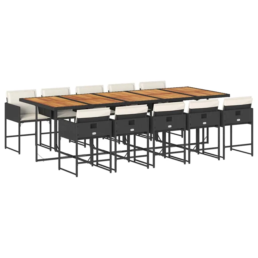 Ensemble à manger de jardin 11 pcs coussins noir résine tressée - 2