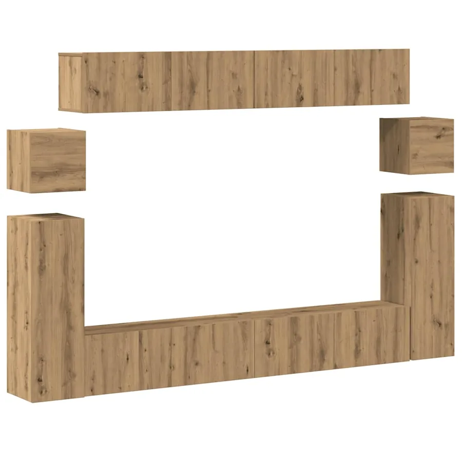 Ensemble de meuble TV mural 8 pcs chêne artisanal - 2