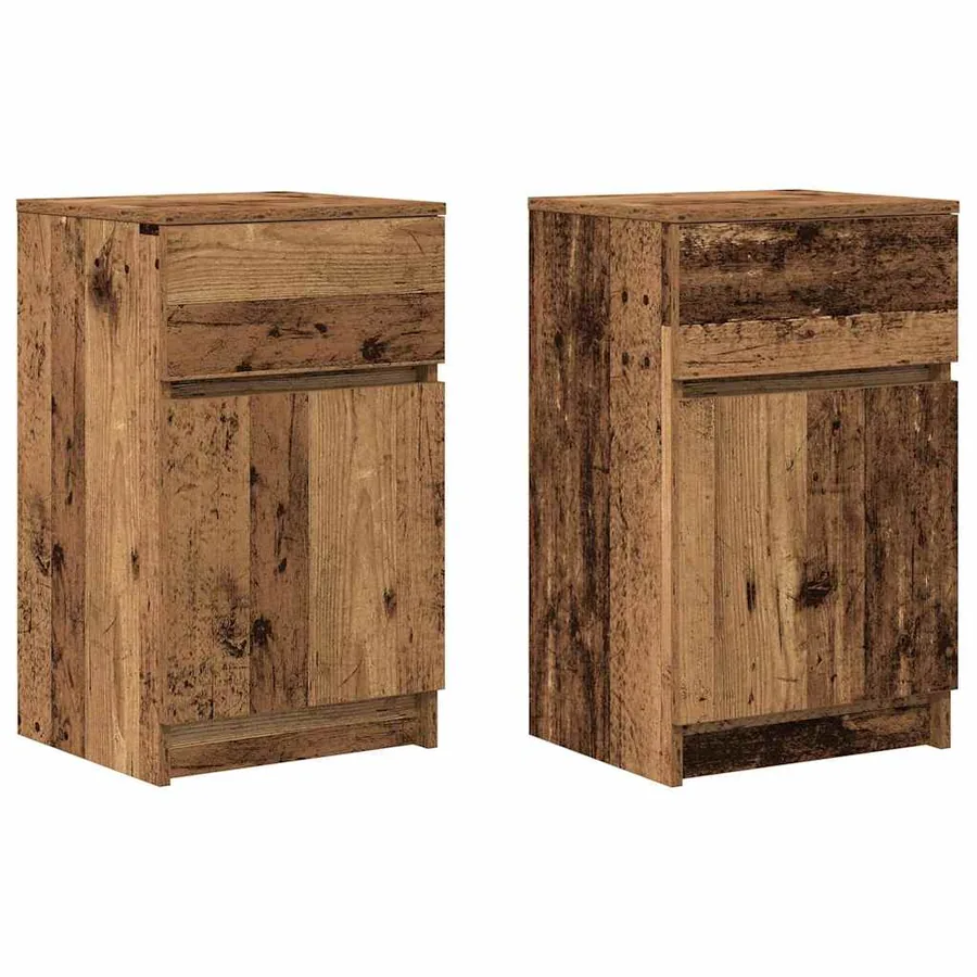 Tables de chevet 2 pcs vieux bois 39x35x65 cm bois d'ingénierie - 2