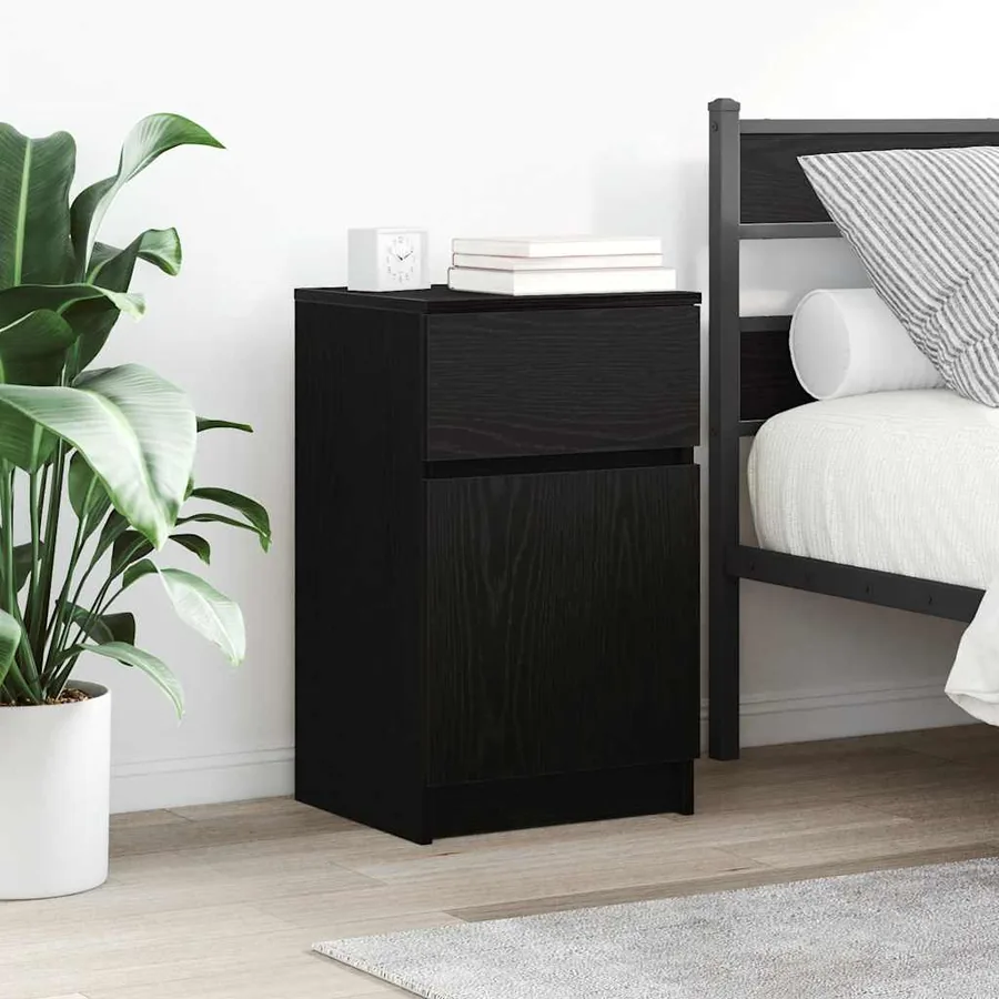 Tables de chevet 2 pcs noir 39x35x65 cm bois d’ingénierie
