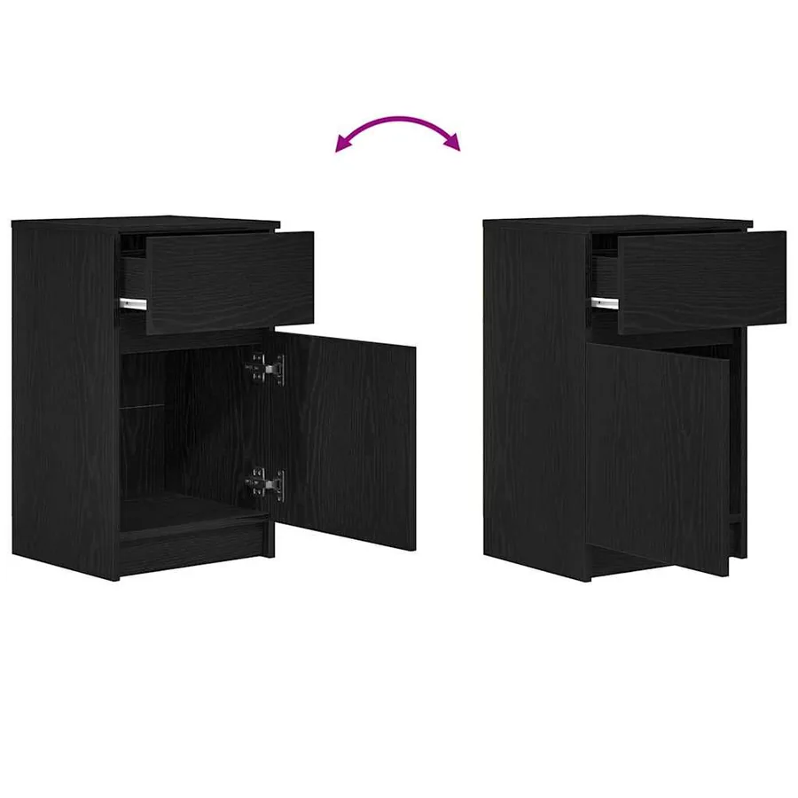 Tables de chevet 2 pcs noir 39x35x65 cm bois d’ingénierie - 10