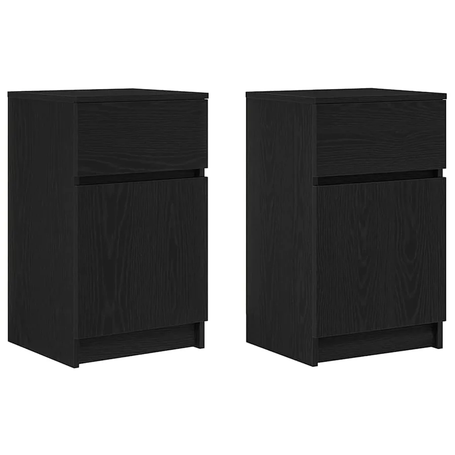 Tables de chevet 2 pcs noir 39x35x65 cm bois d’ingénierie - 2
