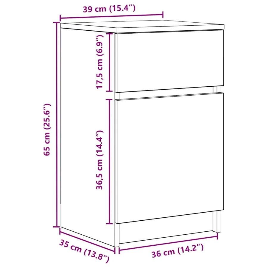 Tables de chevet 2 pcs blanc 39x35x65 cm bois d’ingénierie - 16
