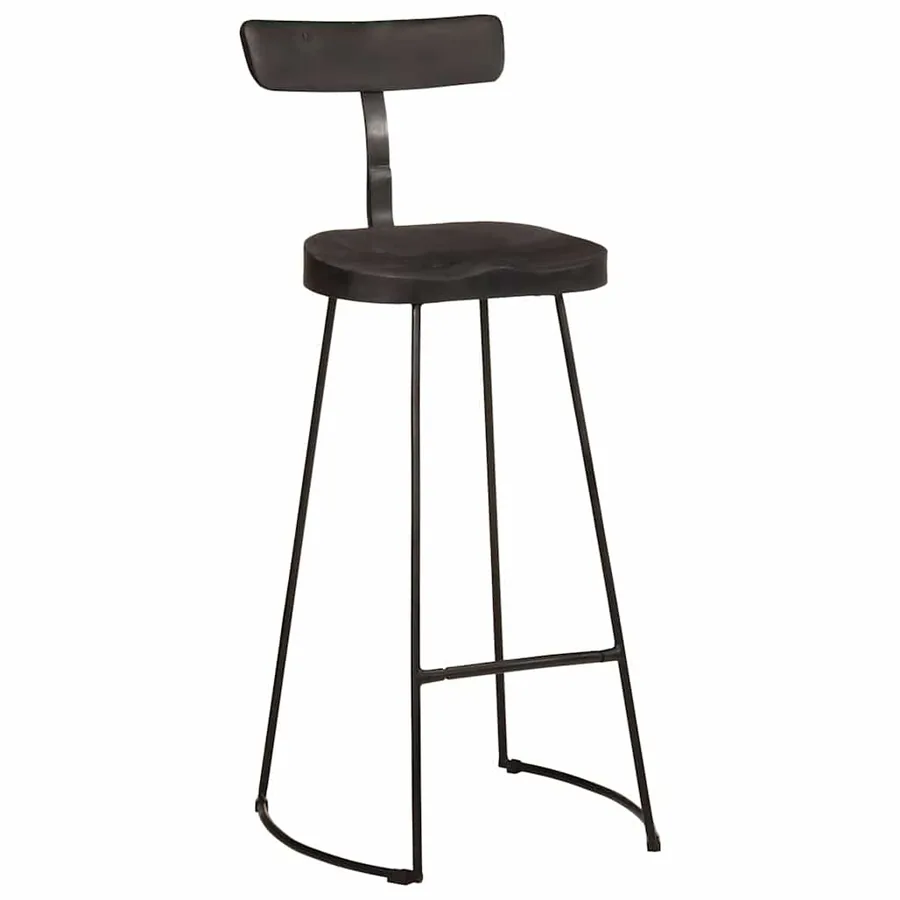 Tabourets de bar lot de 2 noir 49x43x103cm bois manguier massif - 11