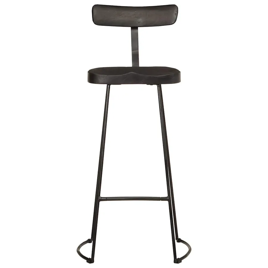Tabourets de bar lot de 2 noir 49x43x103cm bois manguier massif - 2