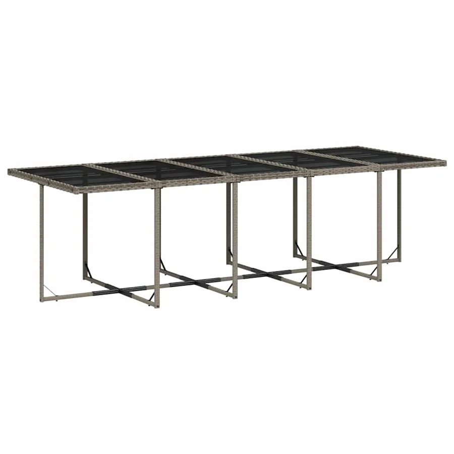 Ensemble à manger de jardin 11pcs avec coussins gris poly rotin - 4