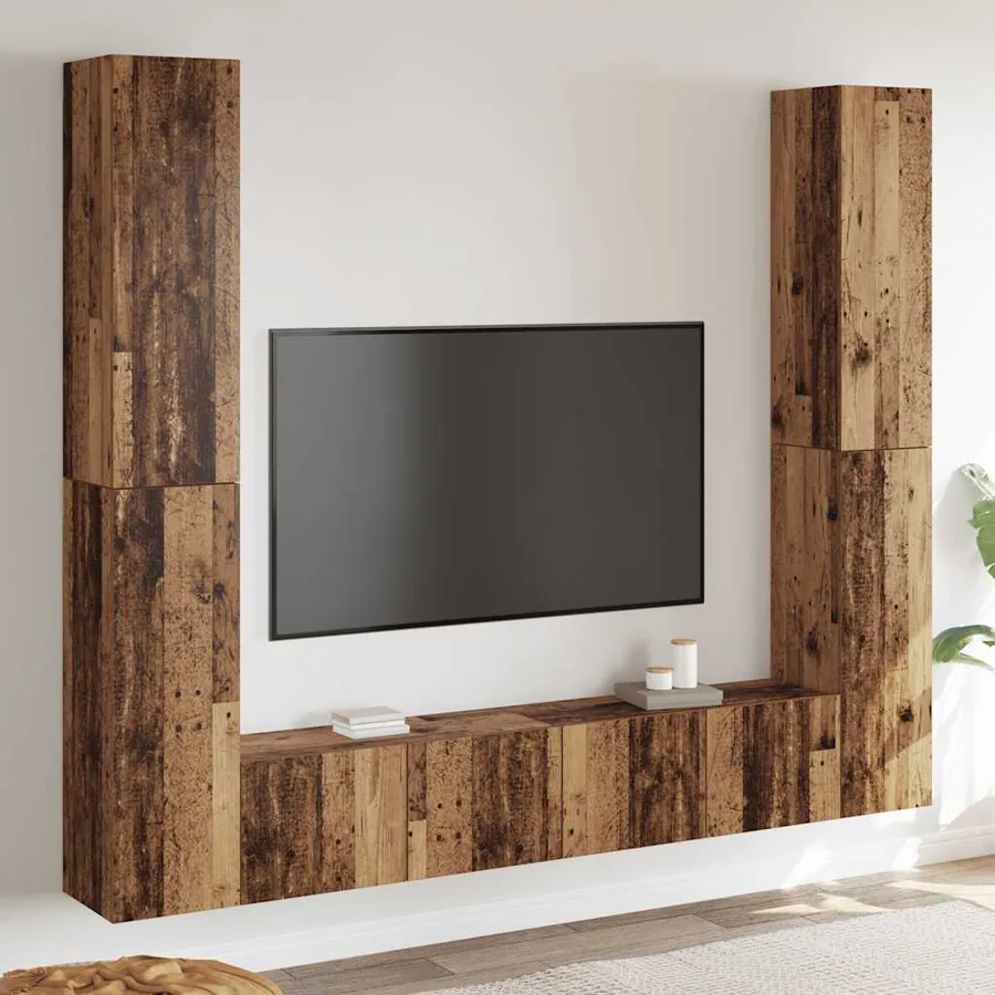 Meubles TV muraux 6 pcs vieux bois bois d'ingénierie