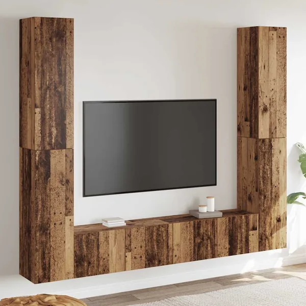Meubles TV muraux 6 pcs vieux bois bois d'ingénierie