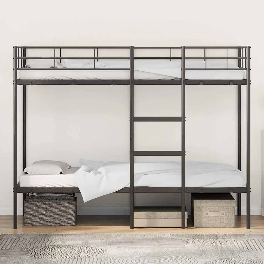 Lit superposé sans matelas noir 90x190 cm acier - 3