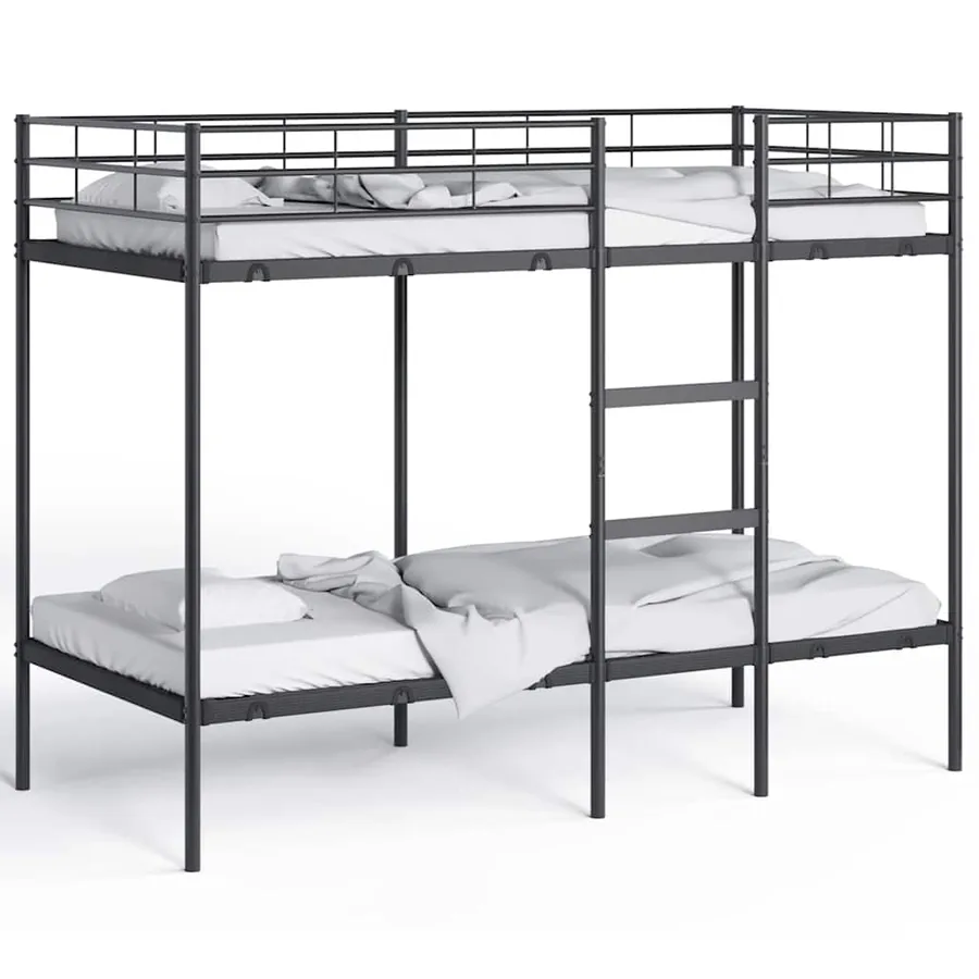 Lit superposé sans matelas noir 90x190 cm acier - 4