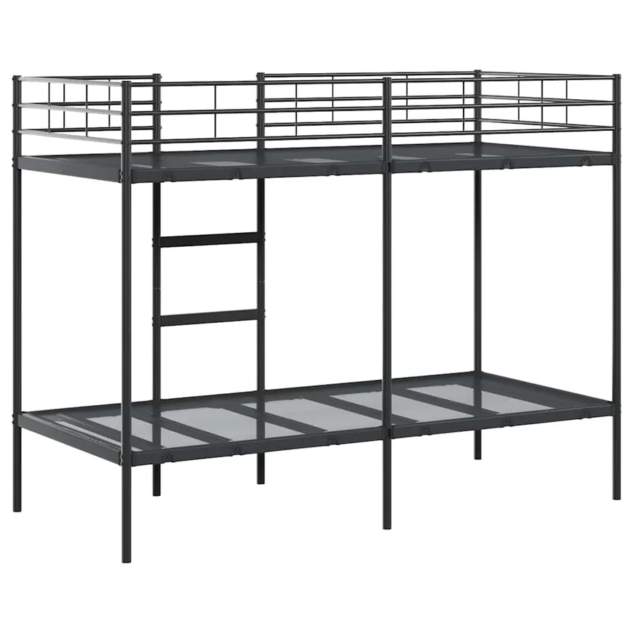 Lit superposé sans matelas noir 90x190 cm acier - 7