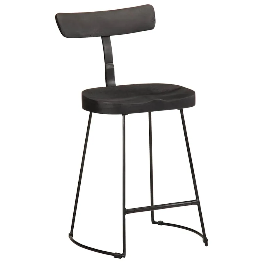 Tabourets de bar lot de 2 noir 49x43x79 cm bois manguier massif - 10