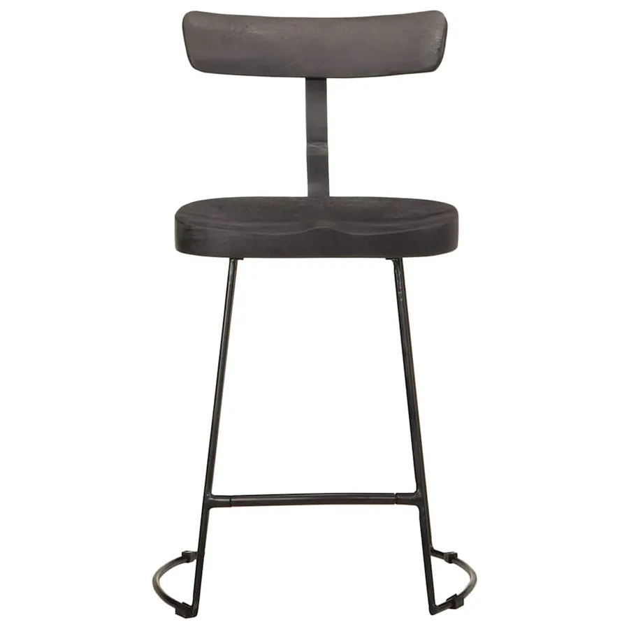 Tabourets de bar lot de 2 noir 49x43x79 cm bois manguier massif - 2