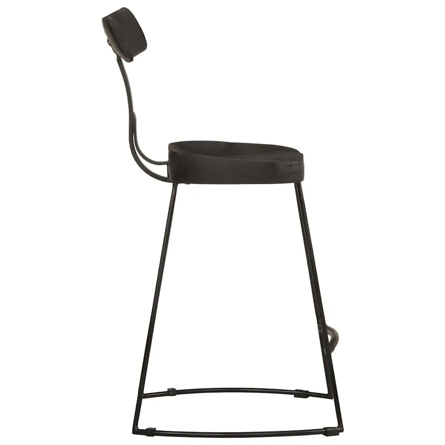 Tabourets de bar lot de 2 noir 49x43x79 cm bois manguier massif - 3