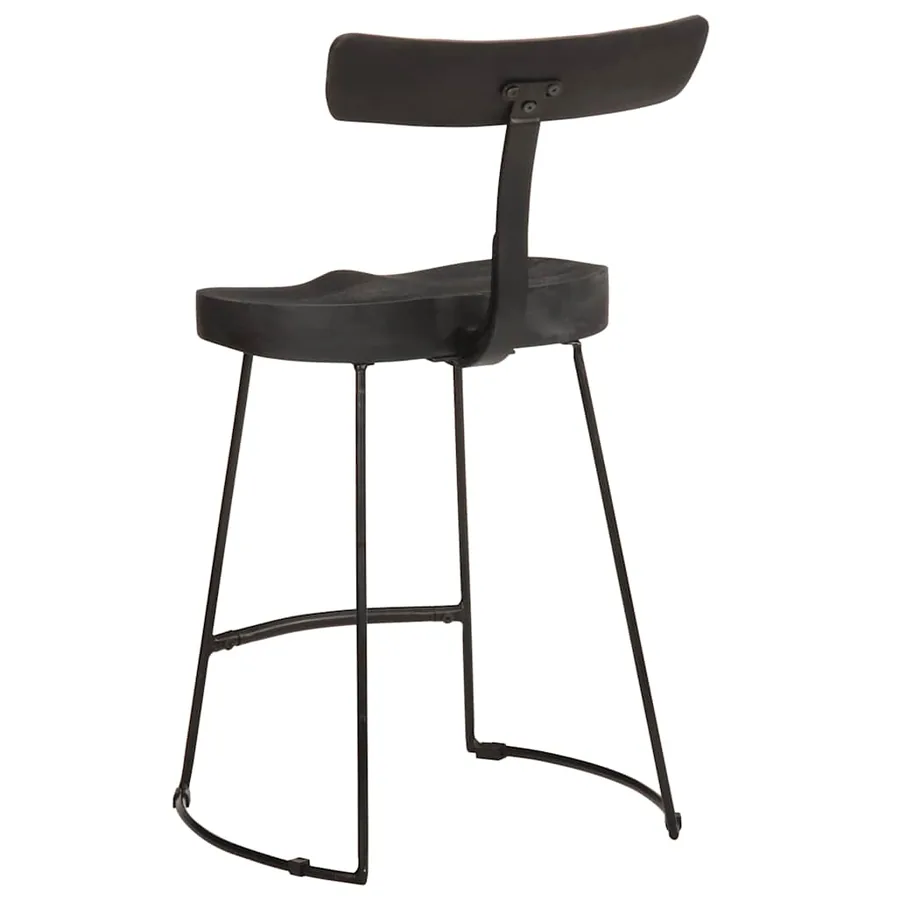 Tabourets de bar lot de 2 noir 49x43x79 cm bois manguier massif - 4