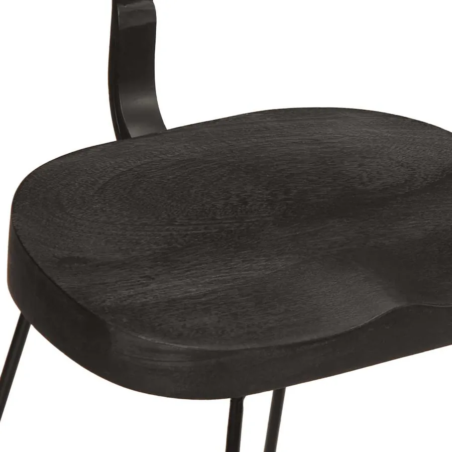 Tabourets de bar lot de 2 noir 49x43x79 cm bois manguier massif - 6