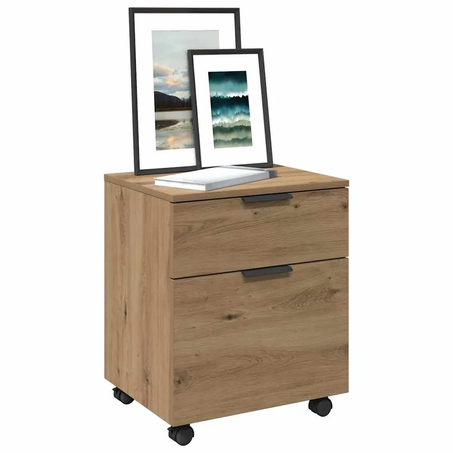 Classeur mobile avec roues chêne artisanal 45x38x54 cm - 4