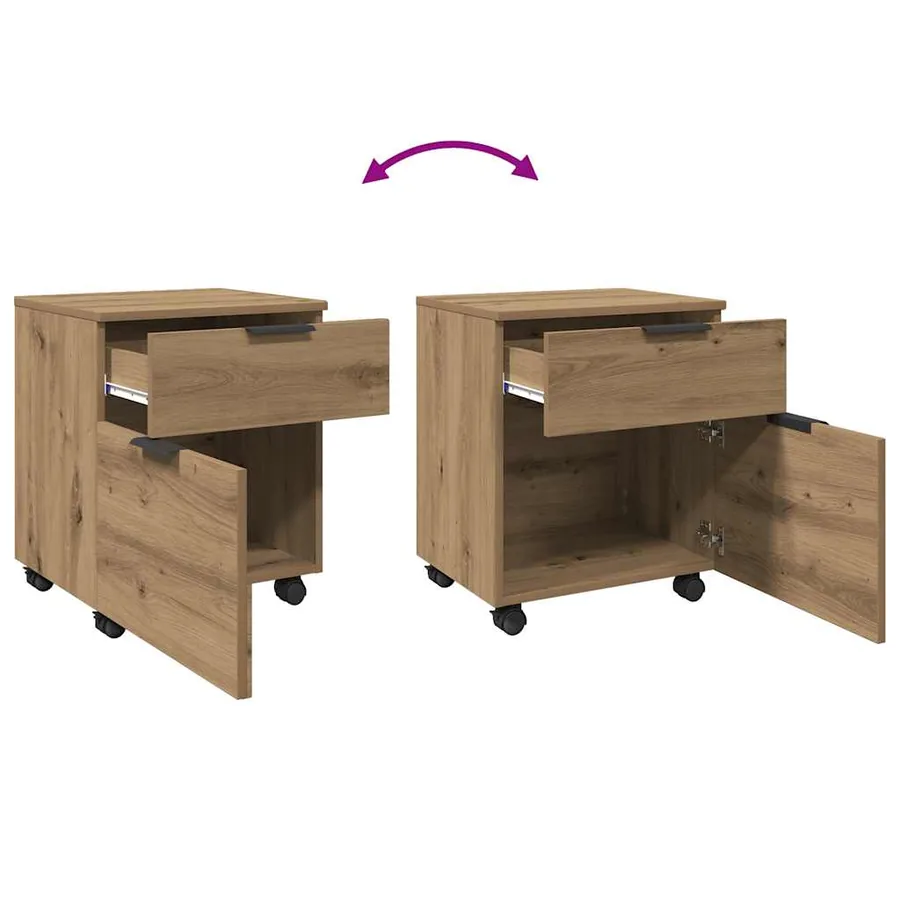 Classeur mobile avec roues chêne artisanal 45x38x54 cm - 8