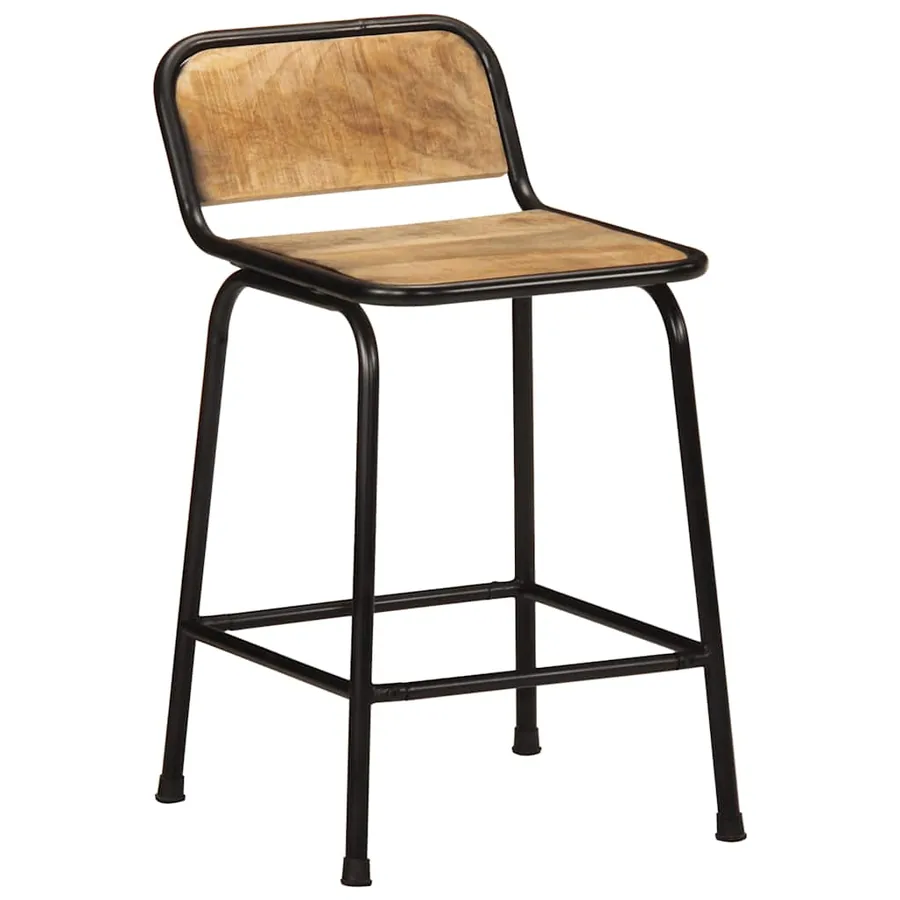 Tabourets de bar lot de 2 pcs bois massif manguier brut - 11