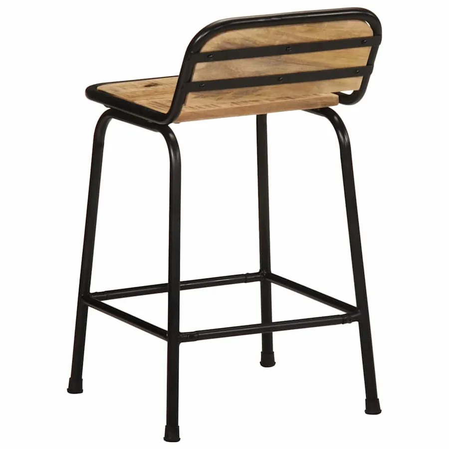 Tabourets de bar lot de 2 pcs bois massif manguier brut - 4