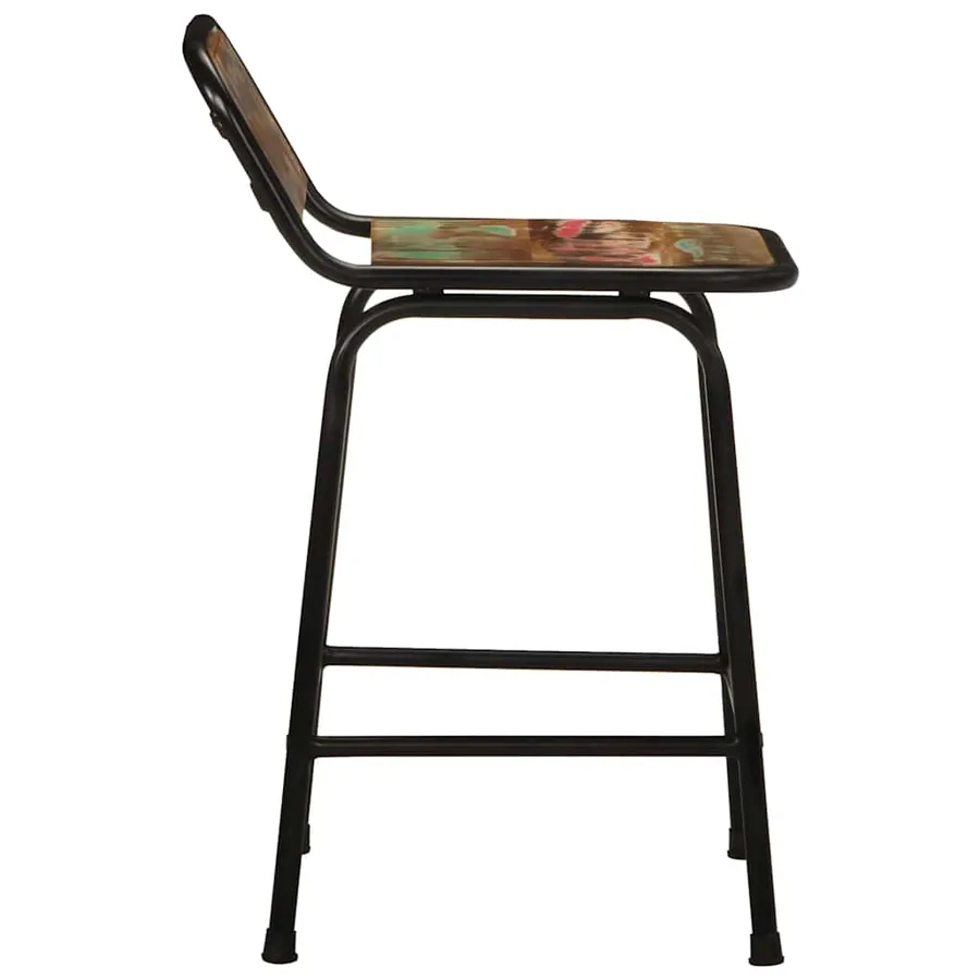 Tabourets de bar lot de 2 46x35,5x70cm bois massif récupération - 3