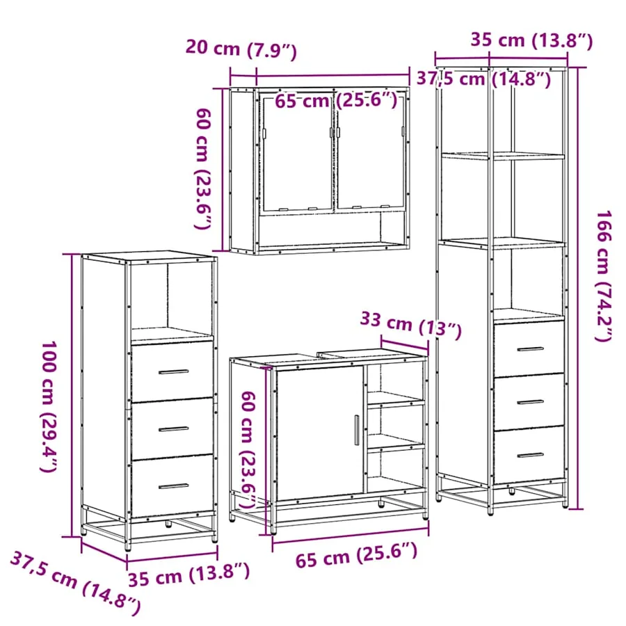 Ensemble de meubles de salle de bain 4 pcs chêne sonoma - 11