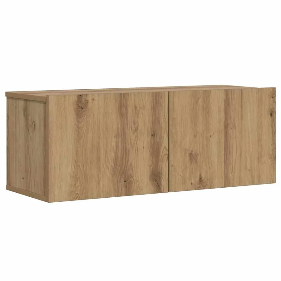 Meuble TV mural chêne artisanal 80x30x30 cm bois d'ingénierie - 2