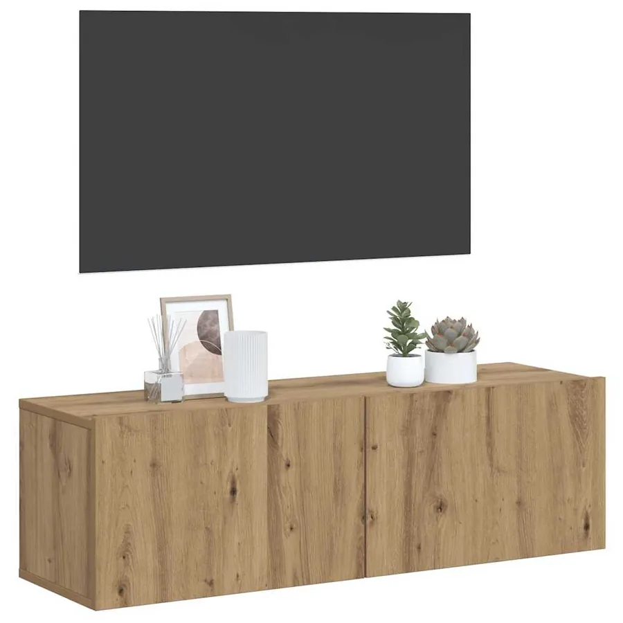 Meuble TV mural chêne artisanal 80x30x30 cm bois d'ingénierie - 3